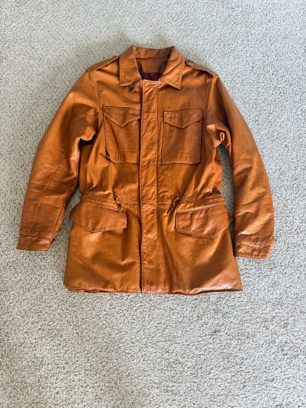 Men’s Tall Medium Caramel Brown Leather Jacket